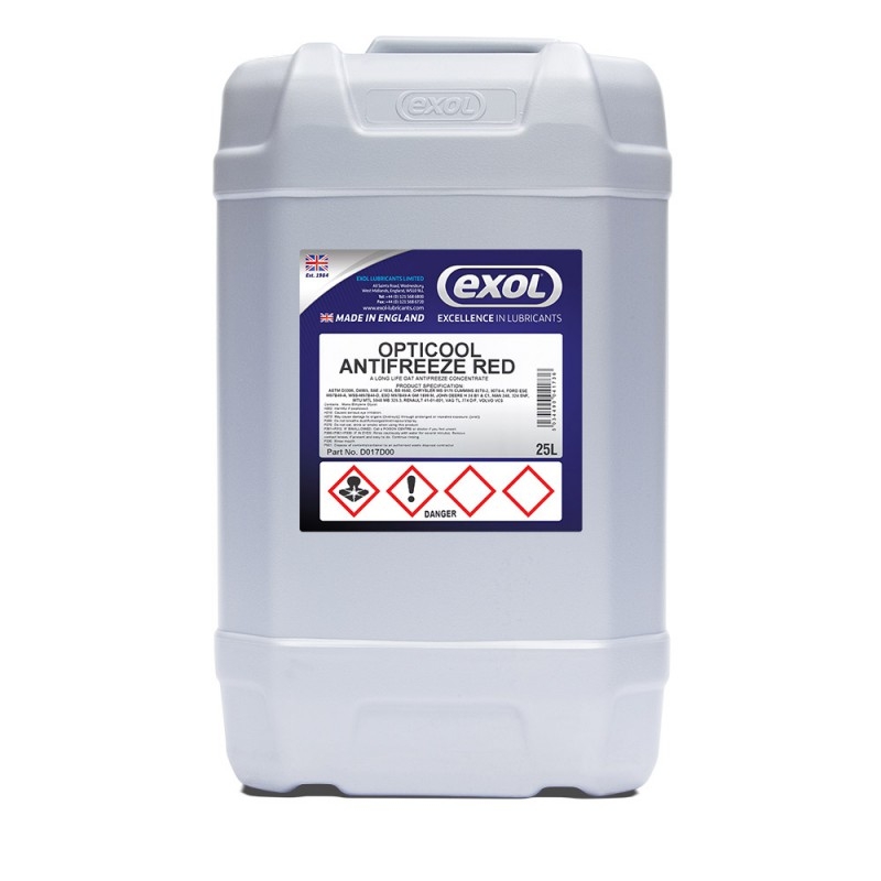 <p><span style="color: rgb(66, 66, 67);">Opticool Antifreeze Red&nbsp;</span>is an ethylene glycol based engine coolant concentrate, which uses Organic Acid Inhibitor Technology (OAT) and is free from nitrites, amines, phosphates, borates and silicates. </p> <p>It is BTC Classification Type 4E. Fleet trials have shown that when used at the correct concentration coolants based on Organic Acid Inhibitor Technology continue to provide effective corrosion protection for up to 250,000 km for passenger cars and 500,000km in commercial vehicles. </p> <p>It is recommended that the coolant is replaced when the above mileages have been reached or after 5 years which ever is the sooner. Unlike traditional coolants which employ inorganic inhibitors, <span style="color: rgb(66, 66, 67);">Opticool Antifreeze Red</span> has excellent hard water stability and very low inhibitor depletion rates. <span style="color: rgb(66, 66, 67);">Opticool Antifreeze Red</span> is suitable for all year round usage in automotive and commercial petrol and diesel engines and certain industrial applications.    </p>