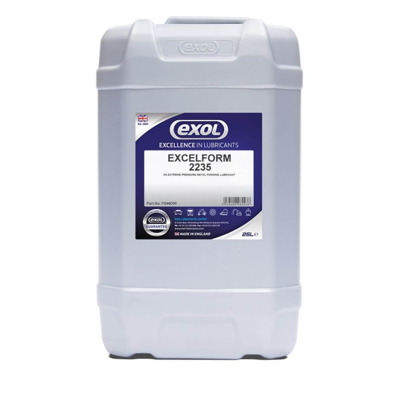 <p>Excelform 2235 is a metal forming lubricant based on high viscosity mineral oils fortified with high levels of extreme pressure and lubricity additives. </p> <p>Excelform 2235 has been designed for use on the most severe metal forming operations including cold heading, metal forming and blanking. </p> <p> Prolonged contact with non ferrous materials should be avoided as this could induce staining.  </p>