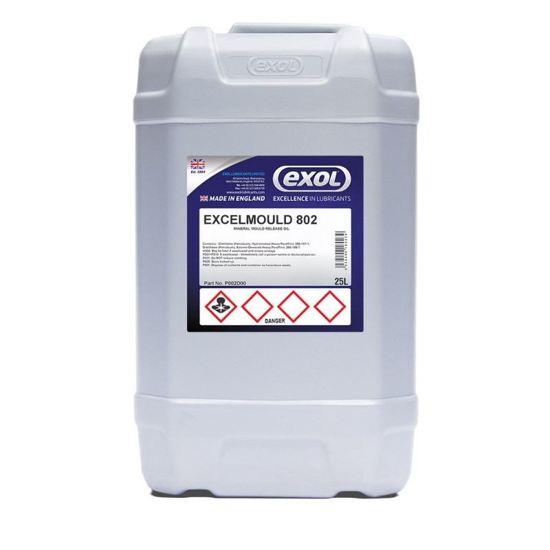 <p>Excelmould 802 is a light viscosity release agent. It is manufactured from highly refined solvent base oil and chemical release agents which react with concrete to form a barrier between the mould and casting. It is generally required on the form face to facilitate the easy removal of components from moulds without damaging the concrete surface or formwork.</p>