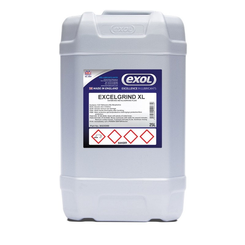 <p>Excelgrind XL is a water soluble, fully synthetic, nitrite free grinding fluid for ferrous and non-ferrous materials. Its innovative fluidity package offers excellent wetting and wheel flushing characteristics and it will not foam even under the most severe circumstances. It offers excellent work piece visibility and is highly resistant to bacterial and fungal degradation. Excelgrind XL is suitable for all cylindrical grinding and surface grinding on low and medium tensile ferrous and non-ferrous materials including cast iron.</p>